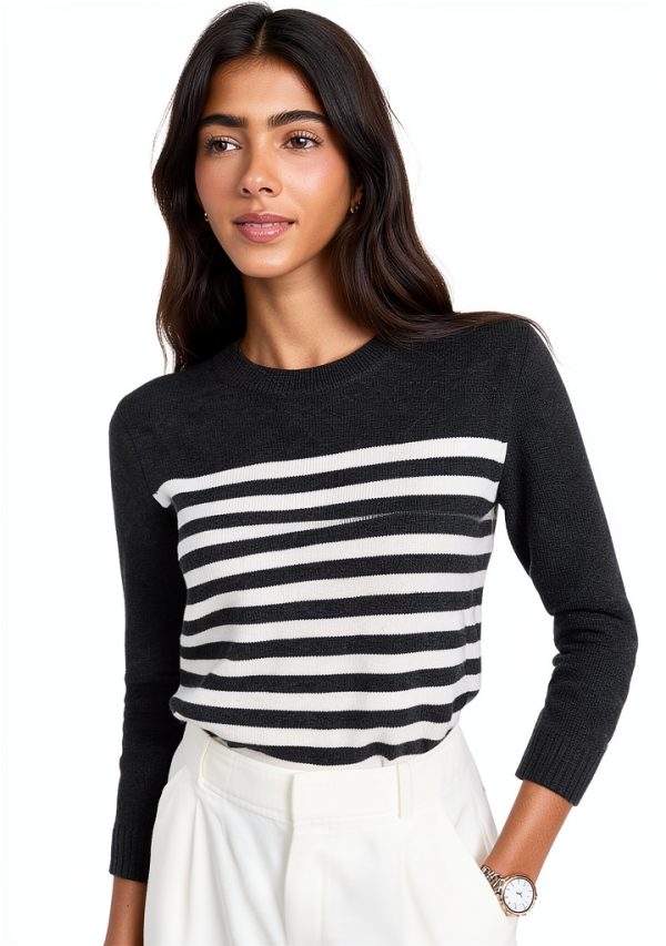 Theory Womens Pullover Sweater Midweight Knit Stripe-1