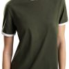 Theory Womens Muscle Tee Dress Dark Olive White Casual-3