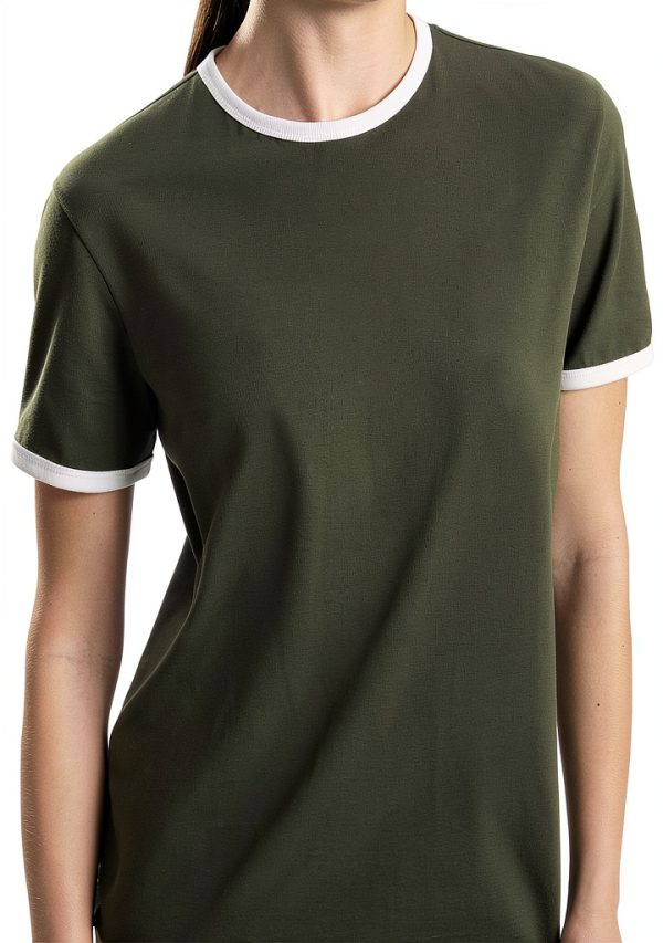 Theory Womens Muscle Tee Dress Dark Olive White Casual-3