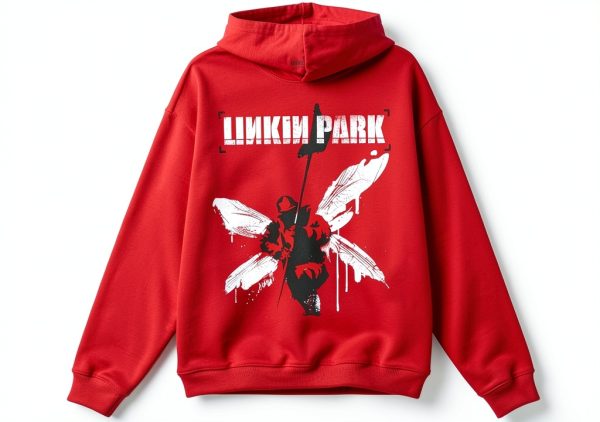 Linkin Park Hoodie Heavyweight Cotton Distressed Logo Unisex-1