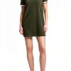 Theory Womens Muscle Tee Dress Dark Olive White Casual-0