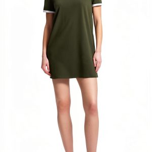 Theory Womens Muscle Tee Dress Dark Olive White Casual-0