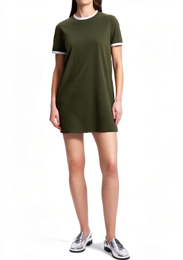 Theory Womens Muscle Tee Dress Dark Olive White Casual-0