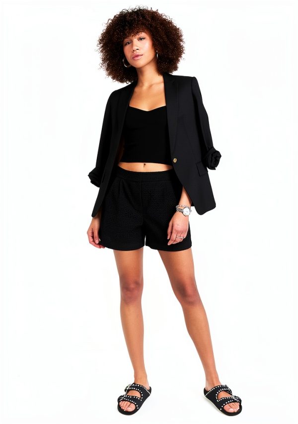 Theory Womens Embroidery Shorts Double Pleat Front Detail-4