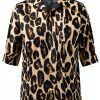 Theory Womens Leopard Print Crepe Button Down Shirt-5
