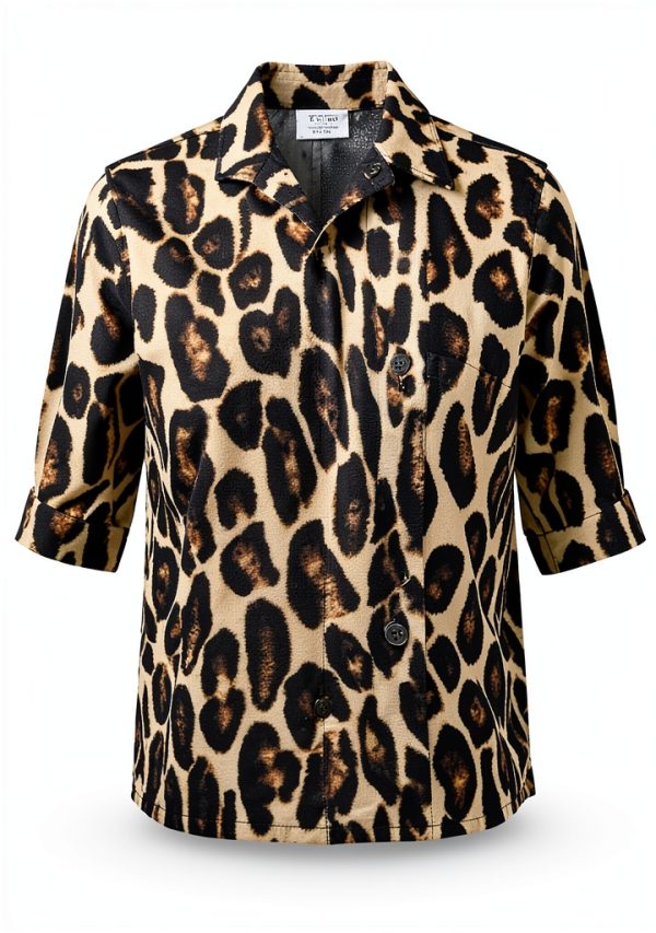 Theory Womens Leopard Print Crepe Button Down Shirt-5