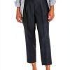 Theory Womens Slim Cropped Trouser Pleat Detail Charcoal-0