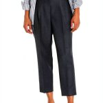 Theory Womens Slim Cropped Trouser Pleat Detail Charcoal-0