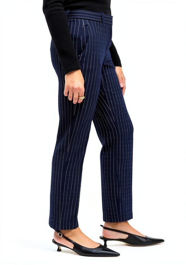 Theory Navy Multi Crepe Suiting Stretch Womens Pants-3