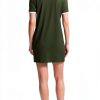 Theory Womens Muscle Tee Dress Dark Olive White Casual-2