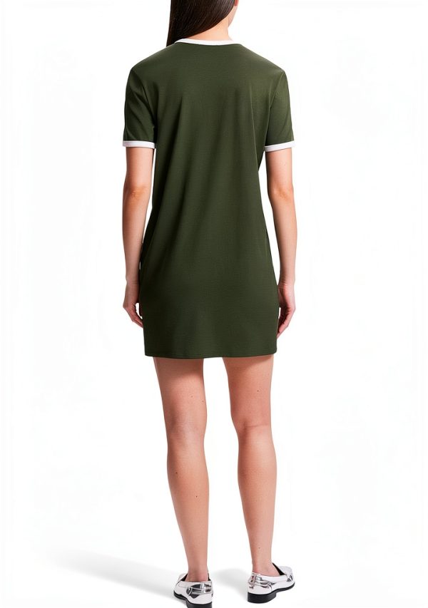 Theory Womens Muscle Tee Dress Dark Olive White Casual-2