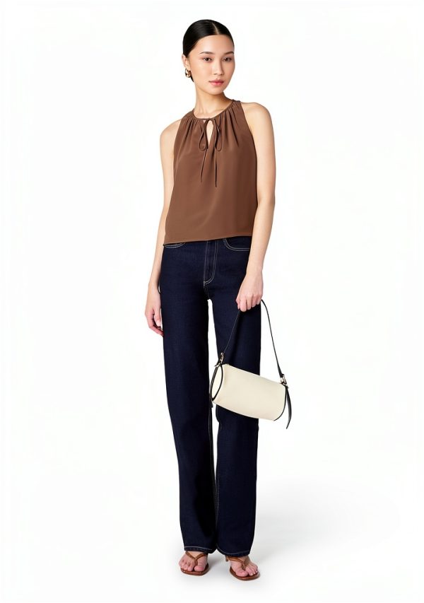 Theory Womens Sleeveless Top Self Tie Neckband Center Slit-5