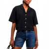 Theory Womens Lightweight Shirting Collared T-Shirt Black-1