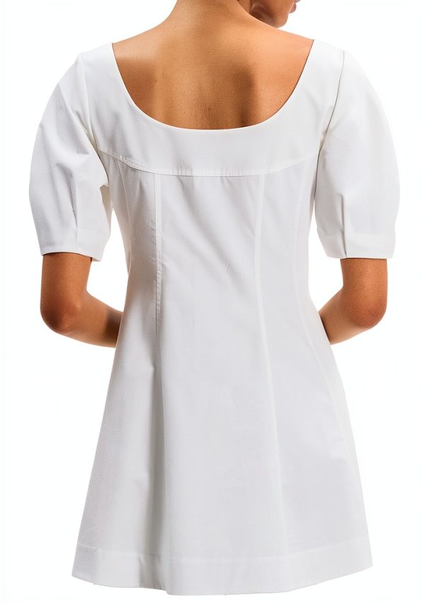 Theory Puff Sleeve Mini Dress Scoop Neck Womens Casual-5