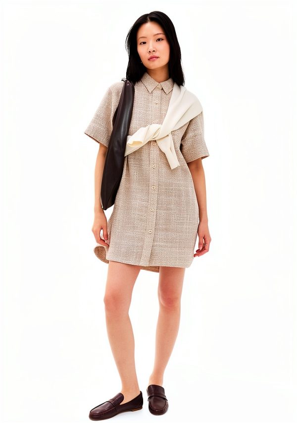 Theory Womens Tweed Dress Lightweight Stretch Taupe Multi-1