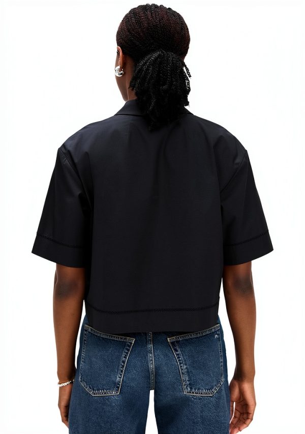 Theory Womens Lightweight Shirting Collared T-Shirt Black-2