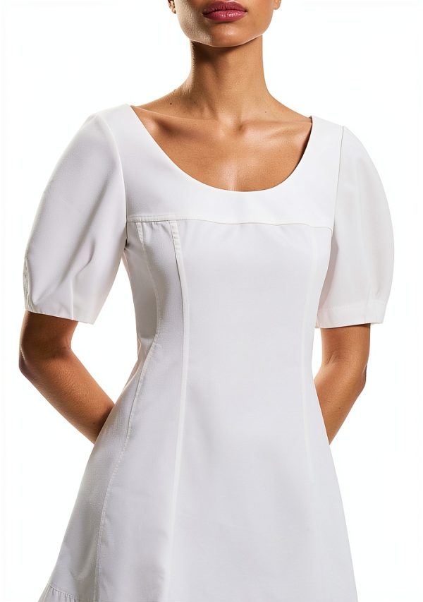 Theory Puff Sleeve Mini Dress Scoop Neck Womens Casual-6