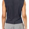 Theory Womens Collarless Vest Nocturne Navy Hidden Buttons-1
