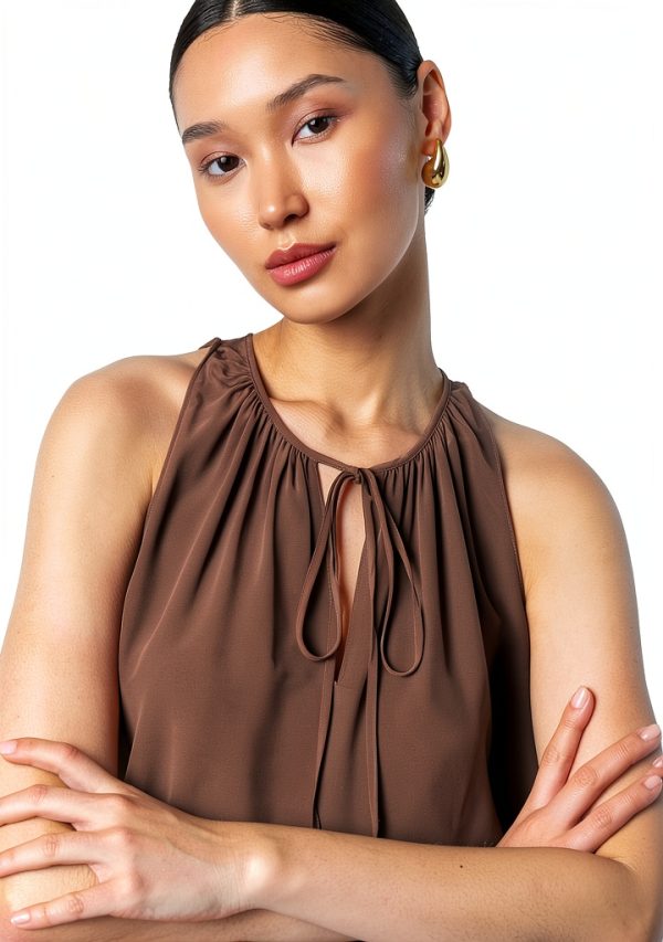 Theory Womens Sleeveless Top Self Tie Neckband Center Slit-3