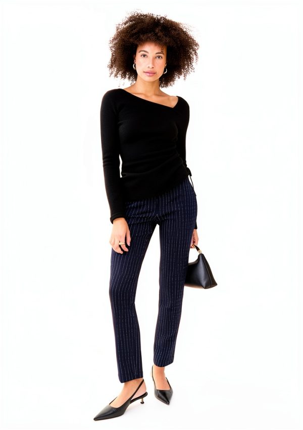 Theory Navy Multi Crepe Suiting Stretch Womens Pants-4