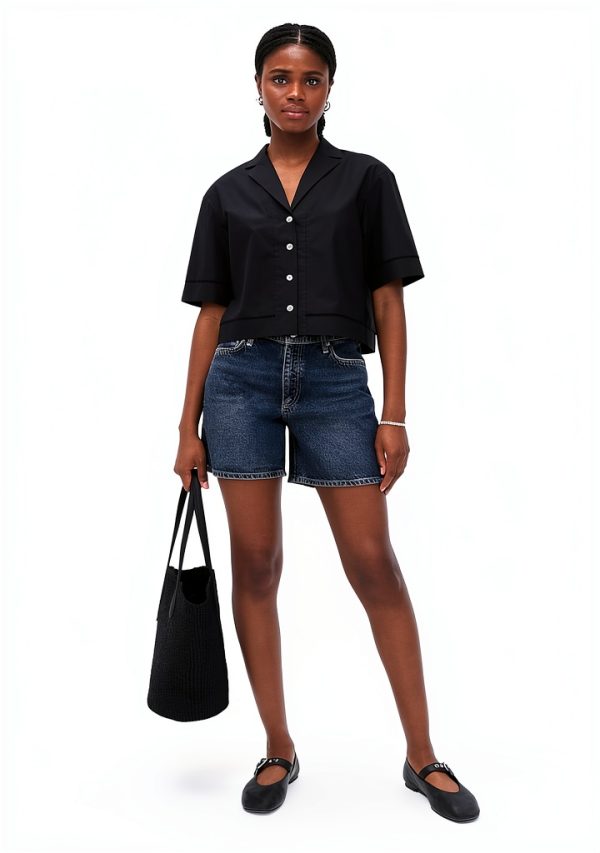 Theory Womens Lightweight Shirting Collared T-Shirt Black-4