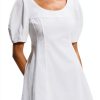 Theory Puff Sleeve Mini Dress Scoop Neck Womens Casual-2