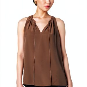 Theory Womens Sleeveless Top Self Tie Neckband Center Slit-0