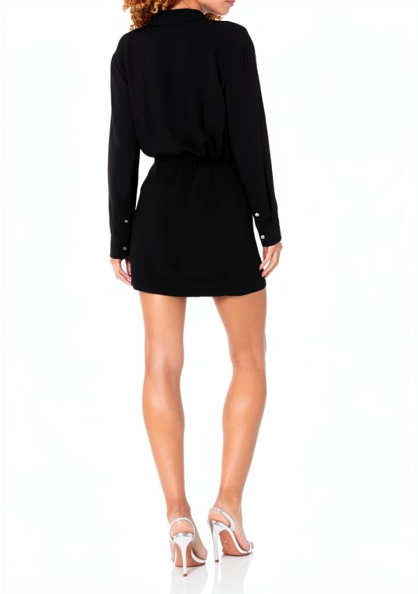 Theory Womens Mini Dress Wrapped Blouse Illusion Black-1