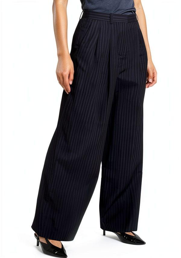 Theory Womens Nocturne Navy High Waisted Pleated Trousers-2