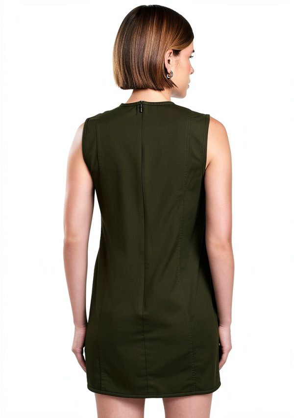 Theory Womens Club Dress Stretch Twill Sleeveless Dark Olive-2