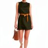 Theory Womens Club Dress Stretch Twill Sleeveless Dark Olive-4