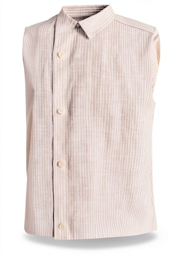 Theory Mens Linen Shirt Lightweight Stripe Short Sleeve-5