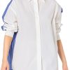 Theory Womens Oversized Blouse White Bright Blue Multi-0
