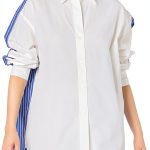Theory Womens Oversized Blouse White Bright Blue Multi-0