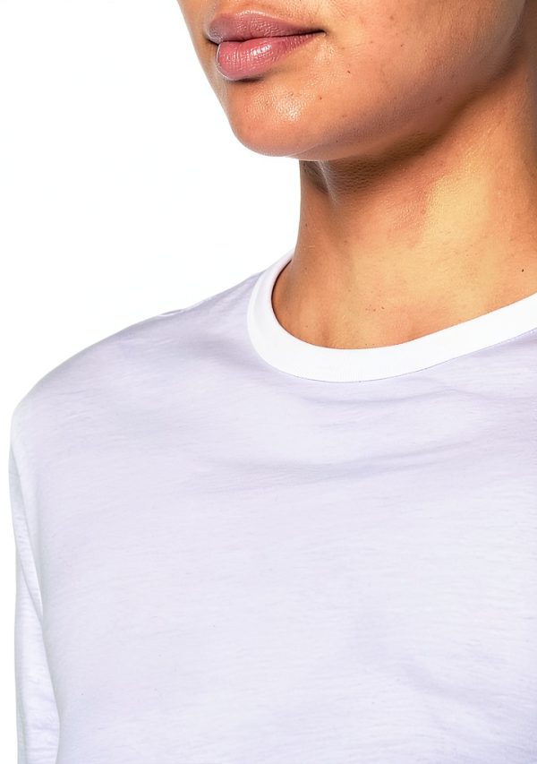 Theory Womens Cropped Slim Fit Tee Soft Iris White-2