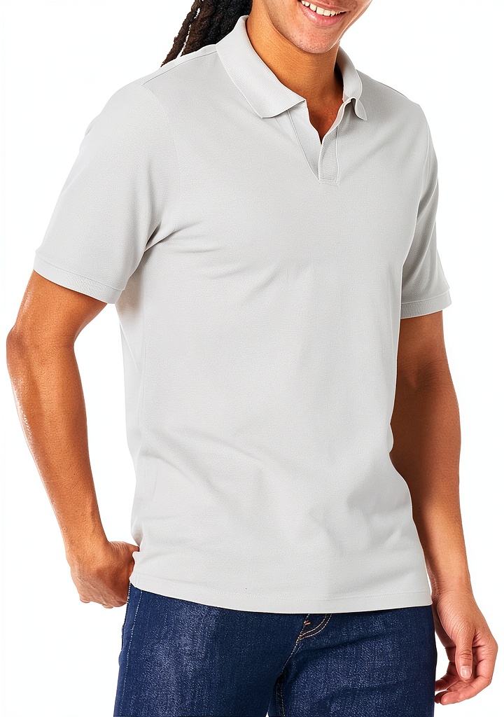 Theory mens sweater polo in Vapor color showing johnny collar design