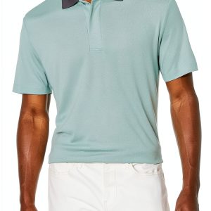 Theory Mens Polo Shirt Modal Recycled Polyester Blue Surf-0