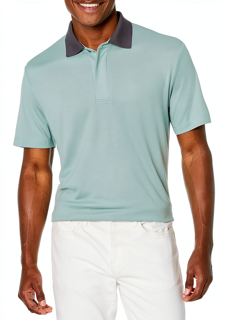 Theory Polo Shirt in Blue Surf color on a man