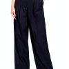Theory Womens Nocturne Navy High Waisted Pleated Trousers-0