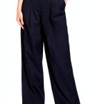 Theory Womens Nocturne Navy High Waisted Pleated Trousers-0