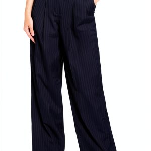 Theory Womens Nocturne Navy High Waisted Pleated Trousers-0