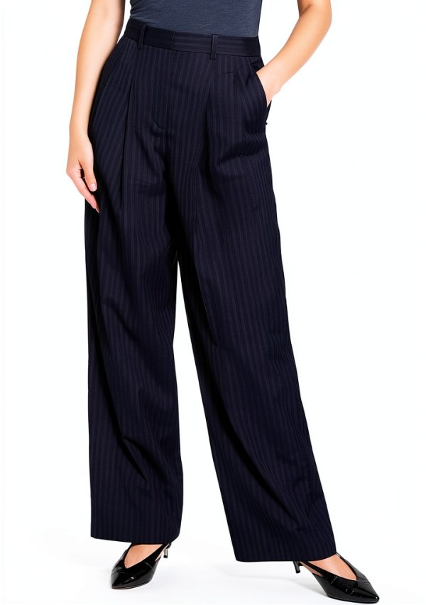 Theory Womens Nocturne Navy High Waisted Pleated Trousers-0