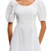 Theory Puff Sleeve Mini Dress Scoop Neck Womens Casual-0