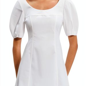 Theory Puff Sleeve Mini Dress Scoop Neck Womens Casual-0