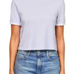 Theory Womens Cropped Slim Fit Tee Soft Iris White-0