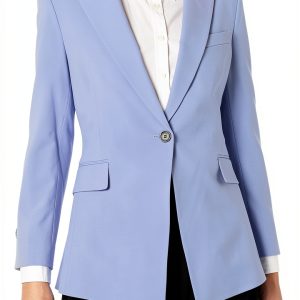 Theory Womens Long Blazer Cutaway Front Peak Lapels-0