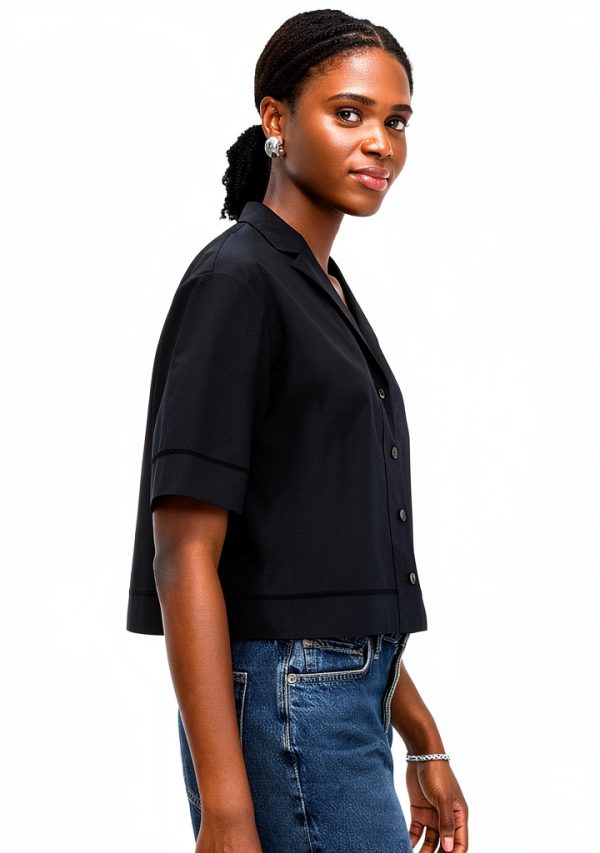 Theory Womens Lightweight Shirting Collared T-Shirt Black-3