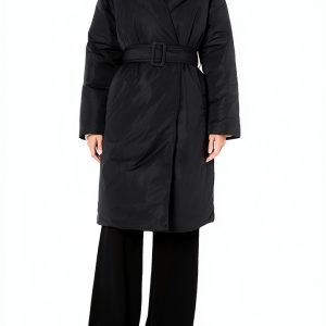 Theory Womens Puffer Wrap Coat Belt Raglan Sleeves-0