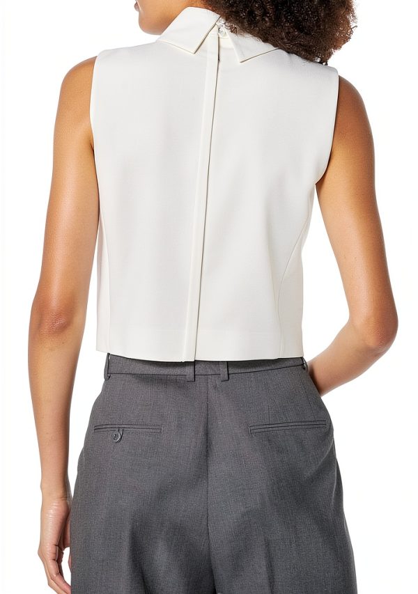Theory Sleeveless Cropped Tank Ivory Women's Top-1