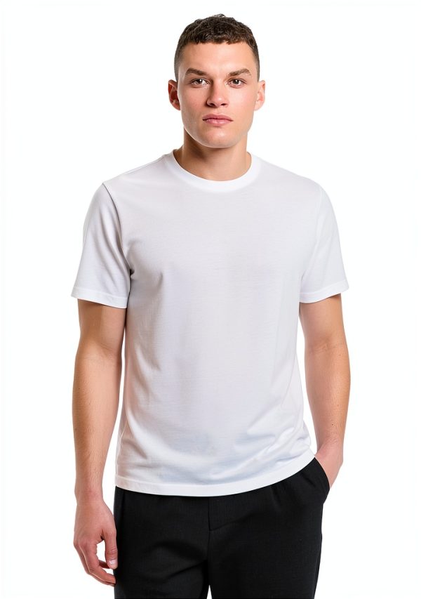 Men's White T-Shirt BrandName Lightweight Jersey-1